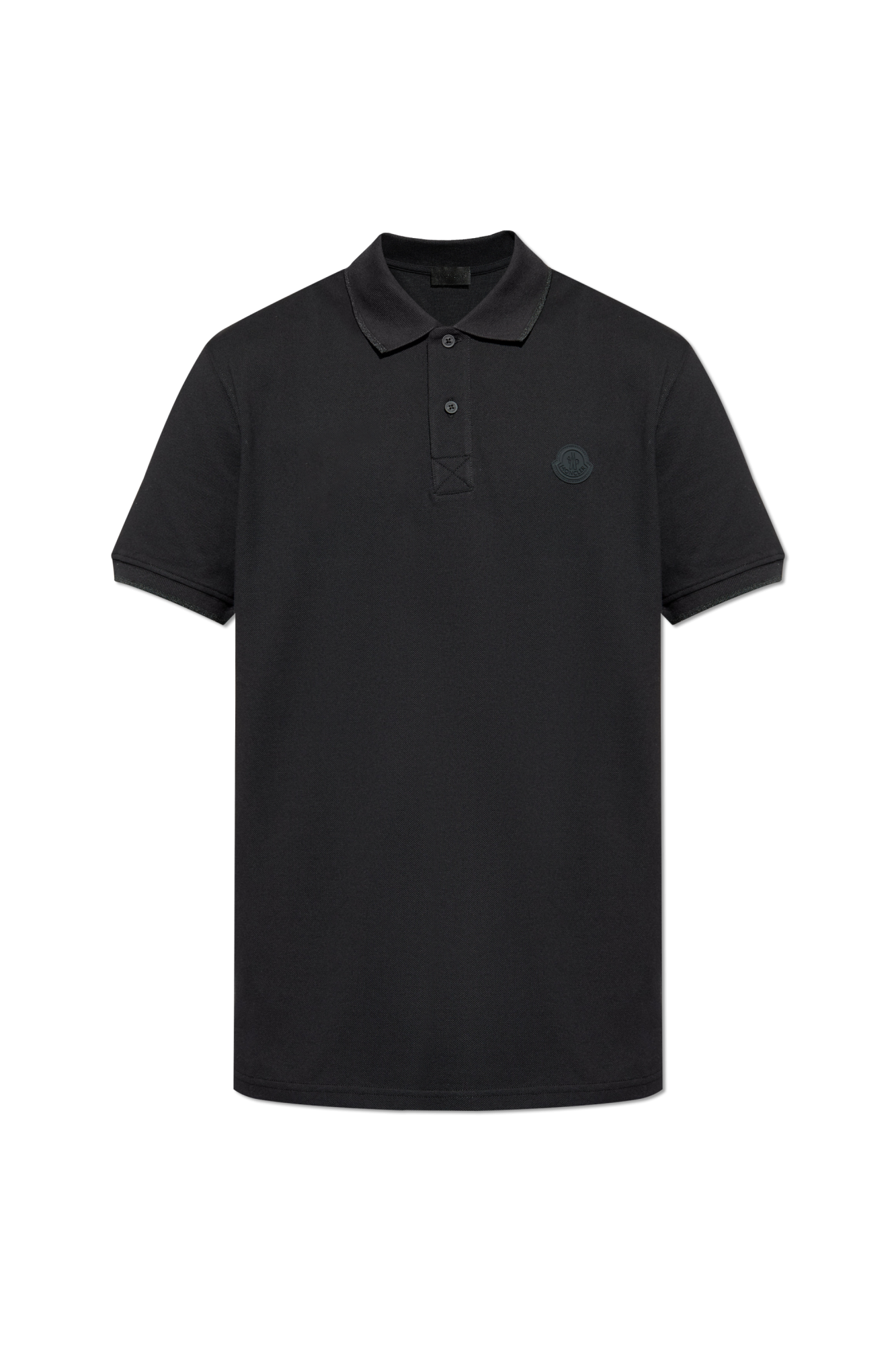 【着用1回】MONCLER 22SS POLO ブラック　xs MONCLER (モンクレール) 襟ライン ワンポイント 半袖 ポロシャツ